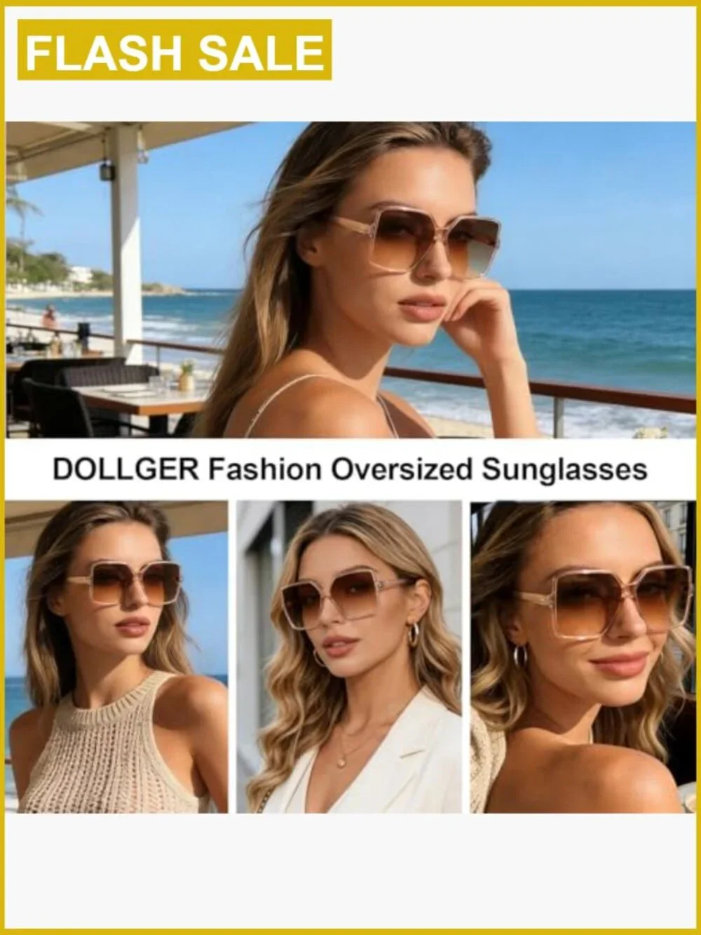 Oversized Square Sunglasses UV Protection Unisex Y2K Trendy